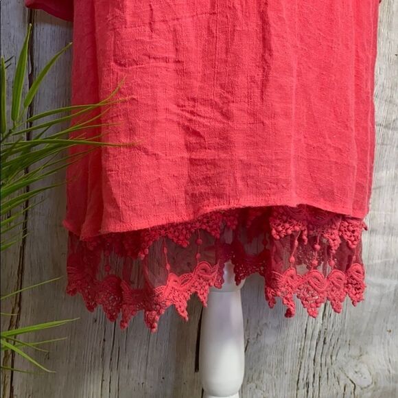 Monoreno Coral Woven Lace Trim Dress - Picture 3 of 9
